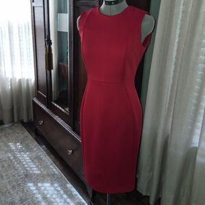 Calvin Klein Electric Red Bodycon Midi Dress